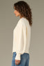 Vanilla Long Drop Shoulder Banded Blouson Sleeve Round Neck Hook Closure Front Banded Hem Pearl Beaded Edge Plus Size Sweater Cardigan
