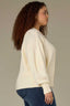Vanilla Long Drop Shoulder Banded Blouson Sleeve Round Neck Hook Closure Front Banded Hem Pearl Beaded Edge Plus Size Sweater Cardigan