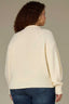 Vanilla Long Drop Shoulder Banded Blouson Sleeve Round Neck Hook Closure Front Banded Hem Pearl Beaded Edge Plus Size Sweater Cardigan