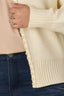 Vanilla Long Drop Shoulder Banded Blouson Sleeve Round Neck Hook Closure Front Banded Hem Pearl Beaded Edge Plus Size Sweater Cardigan