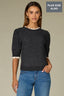 Charcoal Ecru Double Layer Elbow Puff Sleeve Double Layer Round Neck Scallop Edge Straight Banded Hem Plus Size Sweater Top
