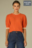 Sunrise Ecru Double Layer Elbow Puff Sleeve Double Layer Round Neck Scallop Edge Straight Banded Hem Plus Size Sweater Top