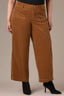 Roasted Pecan High Rise Contour Shape Technology Patch Pocket Side Panel Slit Hem Wide Leg Plus Size Pant