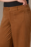 Roasted Pecan High Rise Contour Shape Technology Patch Pocket Side Panel Slit Hem Wide Leg Plus Size Pant