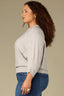 Heather Grey Three Quarter Dolman Drop Shoulder Sleeve Crew Neck Grid Stitch Straight Hem Plus Size Sweater Top