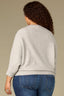 Heather Grey Three Quarter Dolman Drop Shoulder Sleeve Crew Neck Grid Stitch Straight Hem Plus Size Sweater Top