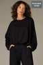 Black Long Pleated Drop Shoulder Barrel Sleeve Crew Neck Bubble Hem Pullover Plus Size Knit Top
