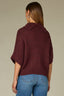Maroon Below Elbow Dolman Sleeve Rolled Turtleneck Split Back Cable Stitch Front Straight Hem Plus Size Sweater Top