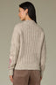 Heather Oatmeal Long Sleeve High Mock Neck Mixed Cable Stitch Floral Embroidered Plus Size Sweater