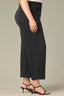 Washed Black Denim Contour Shape Technology Skyrise V-Shaped Front Pockets Whiskering Fading Wide Leg Plus Size Jean