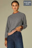 Charcoal Multi Long Drop Shoulder Sleeve Double Round Neck Color Block Ribbed Straight Banded Hem Plus Size Sweater Top