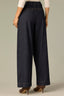Indigo Contour Shape Technology Skyrise Hook Zip Fly Overlap Pleats Back Slit Hem Tapered Wide Leg Plus Size Trouser