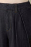 Indigo Contour Shape Technology Skyrise Hook Zip Fly Overlap Pleats Back Slit Hem Tapered Wide Leg Plus Size Trouser