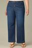 Indigo Denim Contour Shape Technology High Rise Slightly Arched Yoke Sam Plus Size Wide Leg Jean