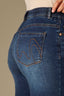 Indigo Denim Contour Shape Technology High Rise Abstract Embroidered Pocket Plus Size Logan Vintage Skinny Jean