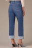 Indigo Denim Contour Shape Technology High Rise Clean Finish Fray Cuff Hem Boyfriend Plus Size Jean