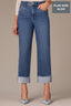 Indigo Denim Contour Shape Technology High Rise Clean Finish Fray Cuff Hem Boyfriend Plus Size Jean
