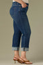 Blue Denim Contour Shape Technology High Rise Fray Hem Plus Size Boyfriend Jean