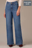 Mid Blue Denim Contour Shape Technology Skyrise Double Side Seam Gracie Wide Leg Plus Size Jean