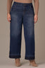 Indigo Artisanal Denim Contour Shape Technology High Rise Released Hem Pulled Strings Plus Size Sam Wide Leg Jean