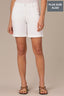 Optic White Denim Contour Shape Technology Mid-Rise Cuffed Hem Sweetheart Yoke Plus Size Short