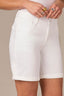 Optic White Denim Contour Shape Technology Mid-Rise Cuffed Hem Sweetheart Yoke Plus Size Short