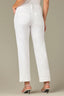 Optic White Denim Contour Shape Technology High Rise Fray Hem Petite Boyfriend Pant