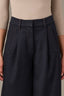 Dark Indigo Contour Shape Technology Skyrise Relaxed Barrel Leg Pleated Button Hem Petite Trouser